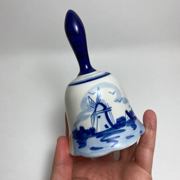 Delft Blue Ceramic Windmill Bell Blauw Dutch Holland Blue and White - Picture 2 of 6
